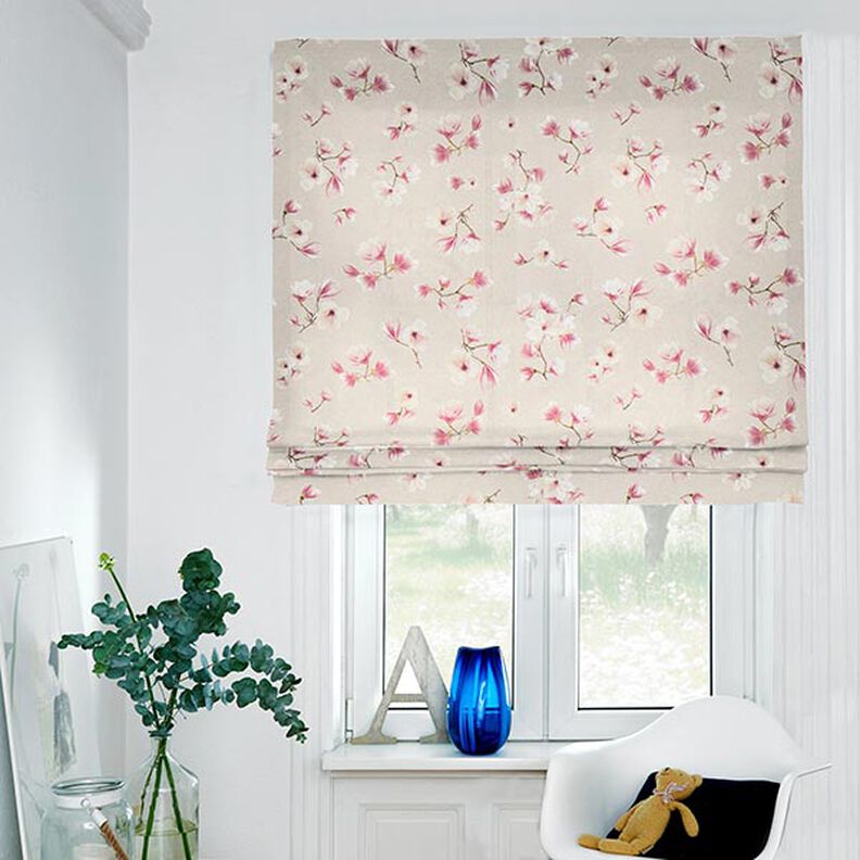 tessuto arredo mezzo panama Fiore di magnolia – malva/naturale,  image number 6
