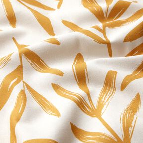 tessuto arredo mezzo panama foglie minimal – senape/naturale, 