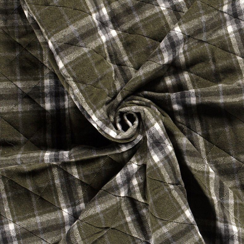 tessuto trapuntato A quadretti – verde oliva scuro/grigio pietra, image number 3