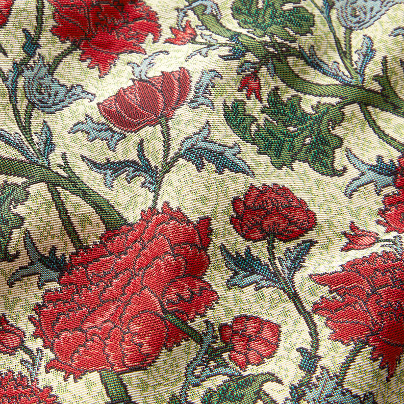 tessuto arredo gobelin Peonie artistiche – beige chiaro/rosso carminio, image number 2