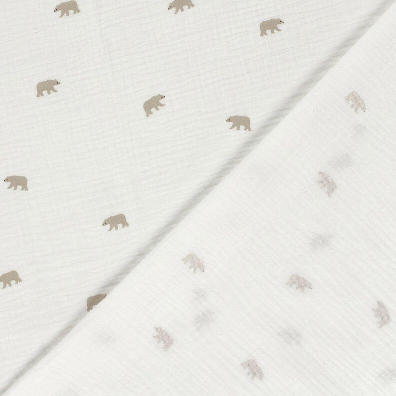 mussolina / tessuto doppio increspato Orso bianco – bianco, image number 4