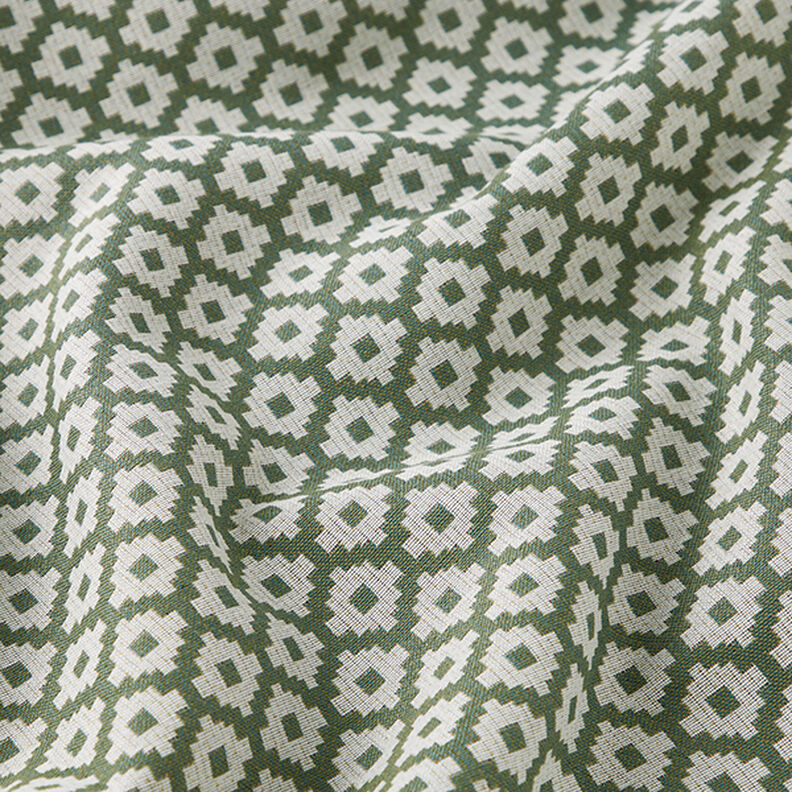 Tessuto jacquard da esterni losanghe – verde oliva,  image number 2