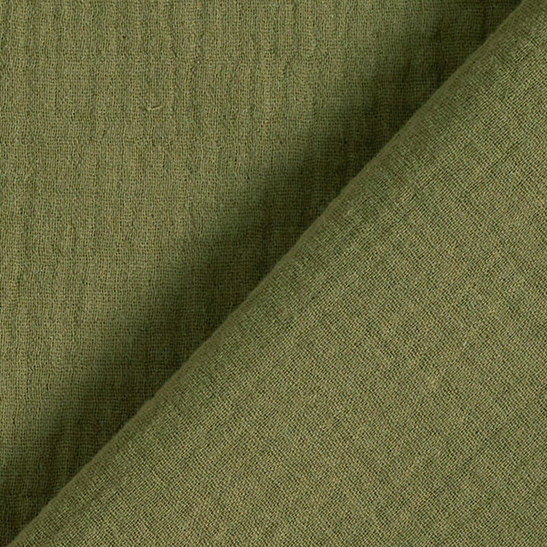 mussolina / tessuto doppio increspato – verde oliva,  image number 4