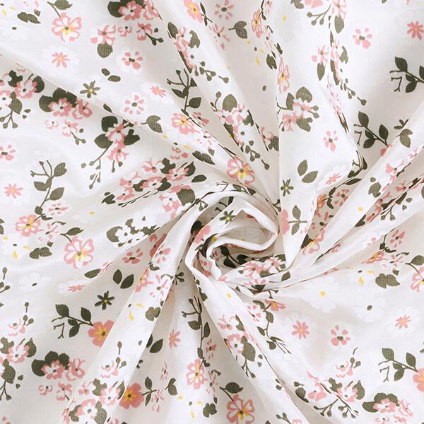 satin di seta-viscosa, fiori sparsi – bianco, image number 4
