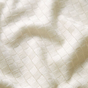 Maglia fine con quadri strutturati – bianco lana, 