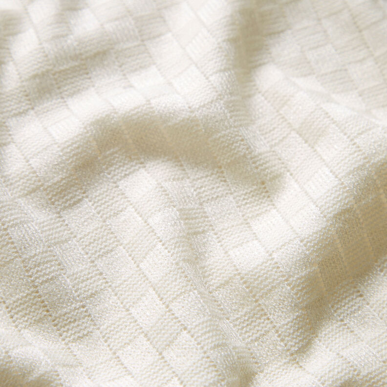 Maglia fine con quadri strutturati – bianco lana,  image number 2