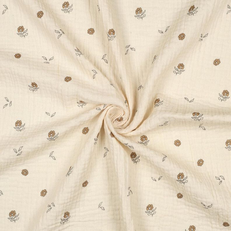 GOTS mussolina / tessuto doppio increspato Fiorellini romantici  | Poppy Fabrics – beige,  image number 3