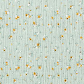 mussolina / tessuto doppio increspato Fiorellini romantici – menta chiaro, 