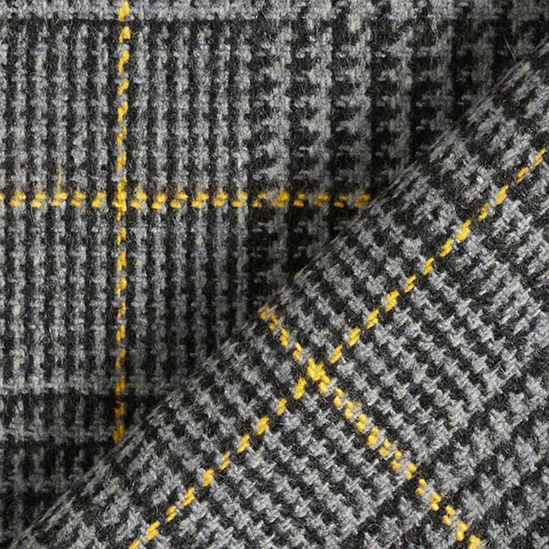 Tessuto in lana Principe di Galles – grigio scuro/giallo,  image number 6