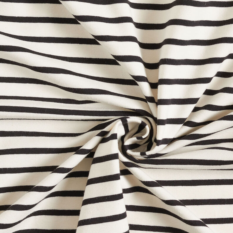 jersey di cotone Righe larghe e sottili – crema/nero, image number 3