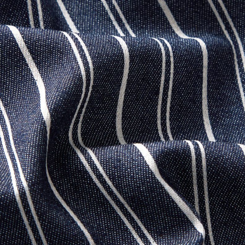 Tessuto denim leggero elasticizzato a righe – blu marino,  image number 3