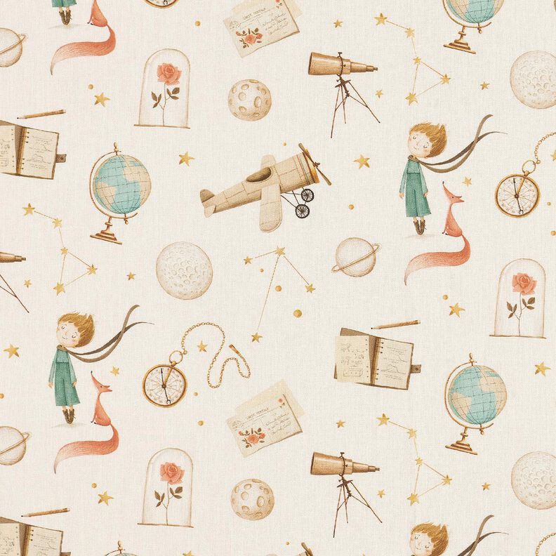 popeline di cotone Esploratore dello spazio stampa digitale – beige,  image number 1