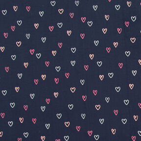 velluto a costine Cuori stampa laminata | by Poppy – blu notte/argento, 
