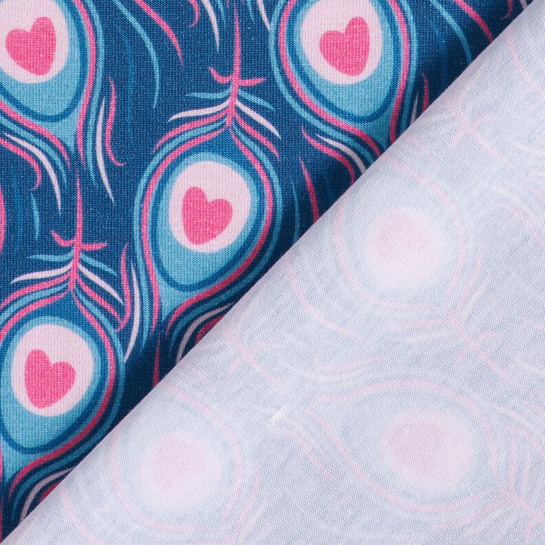jersey di cotone Pavone | Stoff&Liebe – blu reale/rosa fucsia acceso,  image number 4