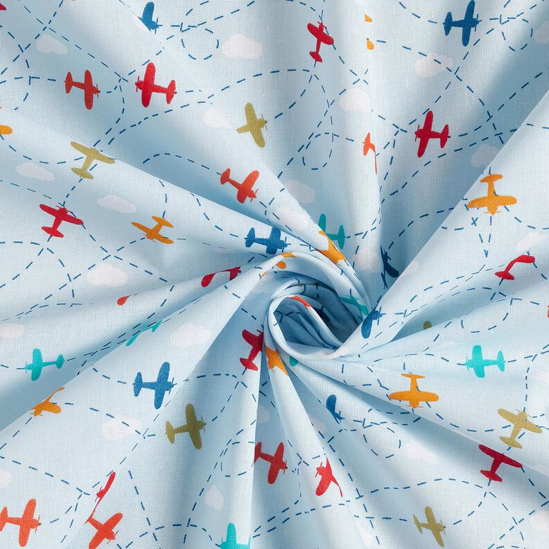 popeline di cotone Aerei nel cielo – azzurro,  image number 3
