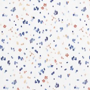 GOTS jersey di cotone Stampa digitale pois all’acquerello – bianco/indaco, 