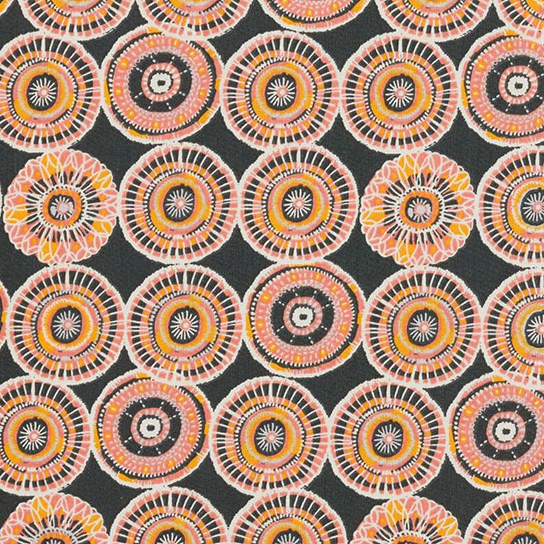 tessuto in cotone cretonne cerchi stile etnico – antracite,  image number 1