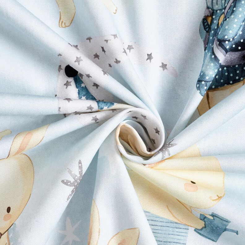 tessuto arredo tessuto spinato in cotone Coniglietti nel mondo dei sogni stampa digitale – azzurro, image number 3