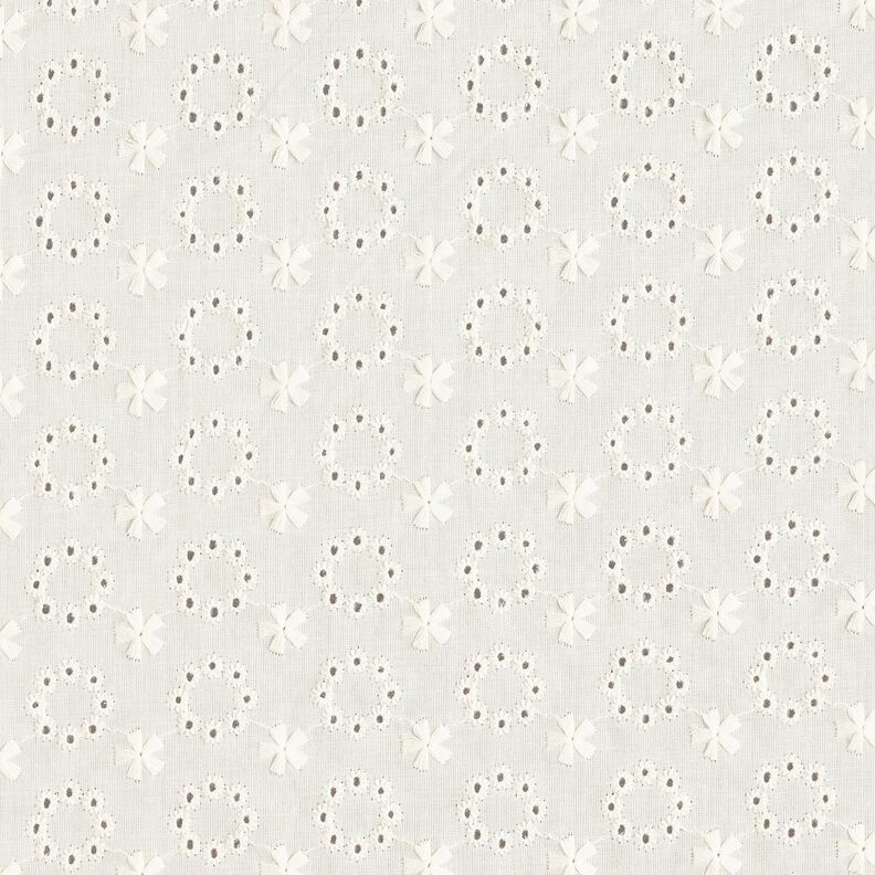 Batista di cotone ricami a giorno Ghirlande di fiori – bianco lana,  image number 1