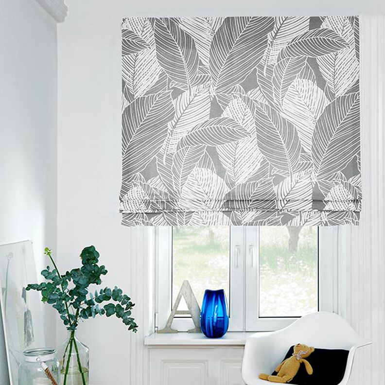 tessuto arredo tessuti canvas grandi foglie – grigio, image number 7