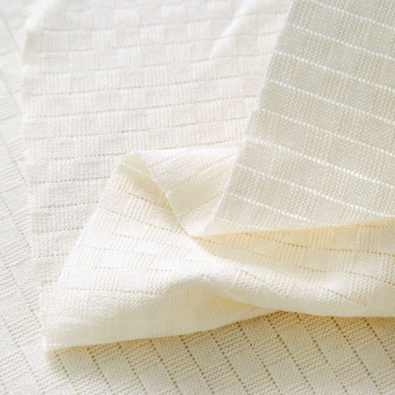 Maglia fine con quadri strutturati – bianco lana,  image number 3