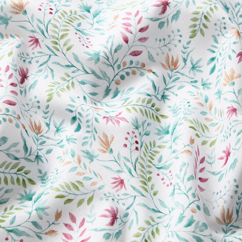 popeline di cotone Fiori da sogno stampa digitale – bianco/eucalipto,  image number 2