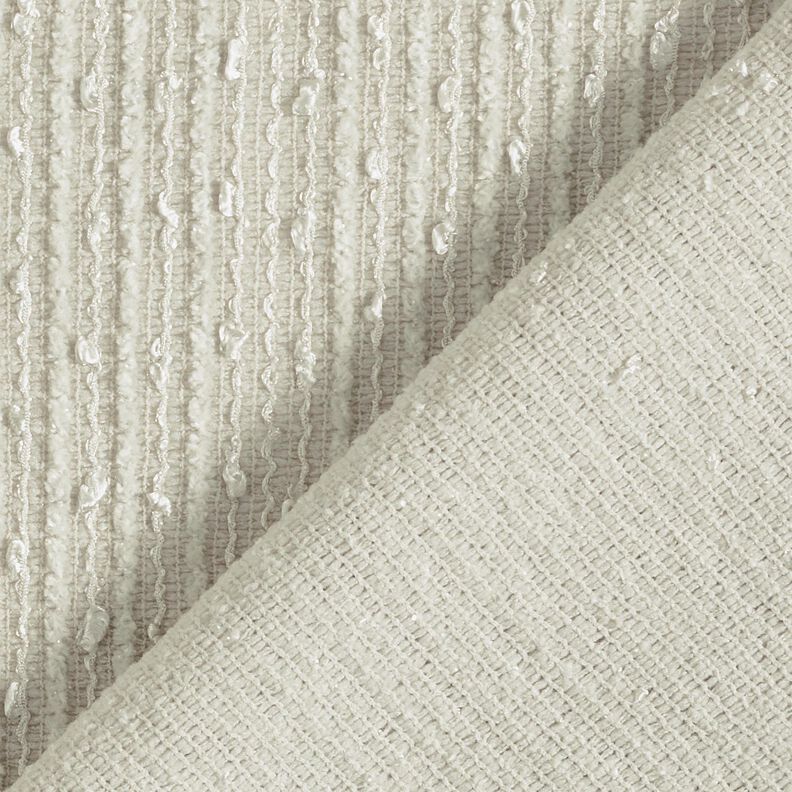 Tessuto ad effetto righe bouclé e paillettes – mandorla,  image number 3