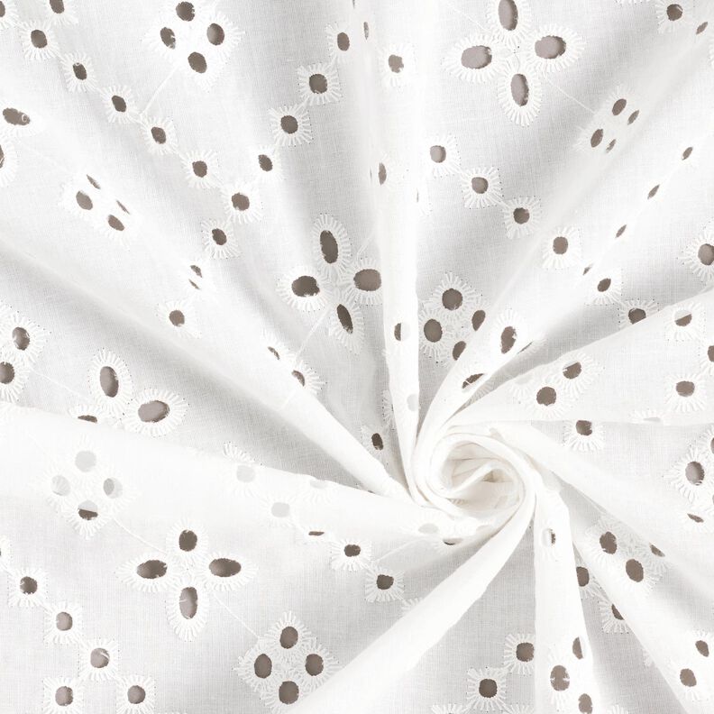 Tessuto in cotone con ricamo forato – bianco,  image number 3