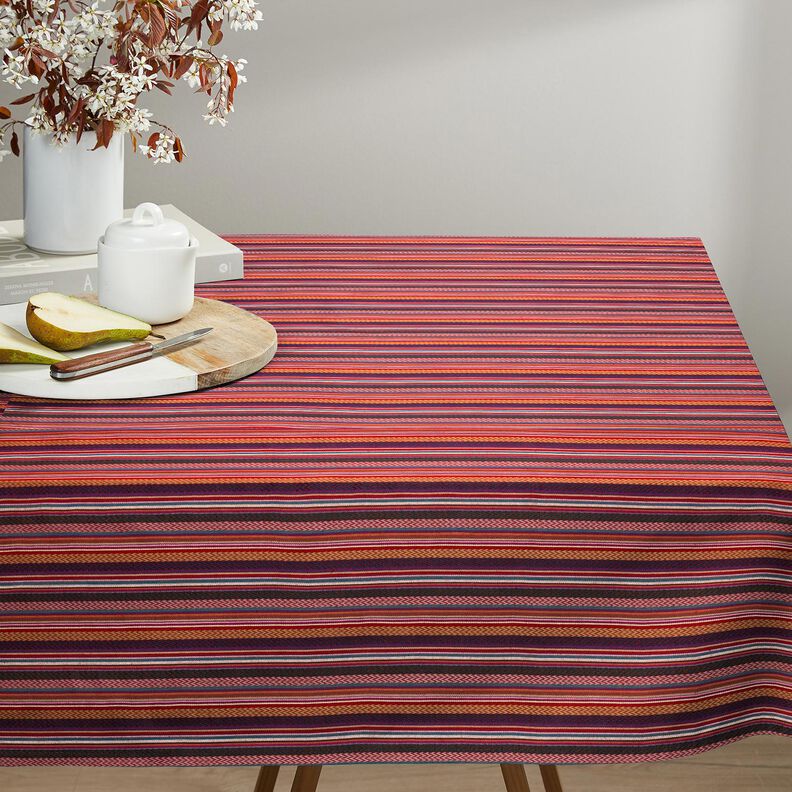 tessuto arredo Jacquard Strisce a zig-zag – rosso carminio/verde, image number 5