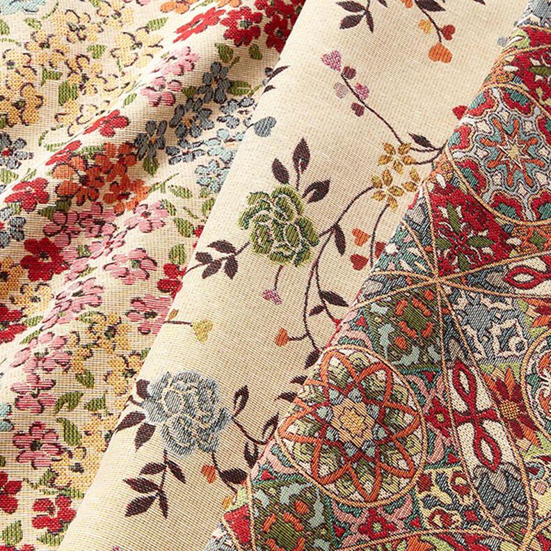 tessuto arredo gobelin Tralci di rose – beige chiaro/rosso,  image number 5