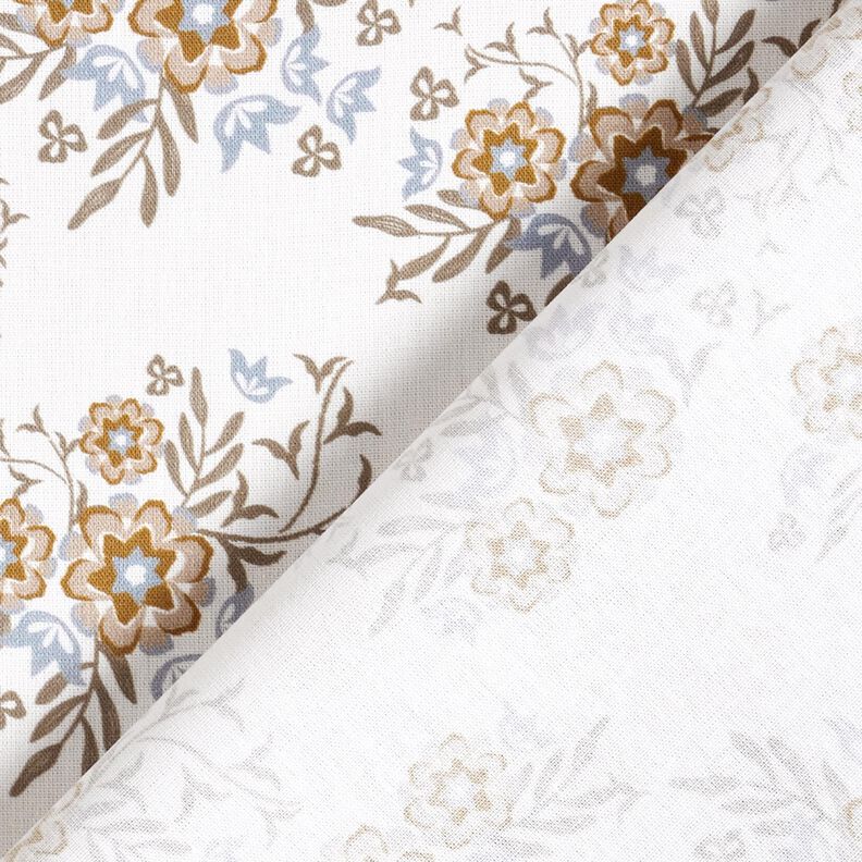 popeline di cotone Delicati bouquet – bianco/marrone chiaro,  image number 4