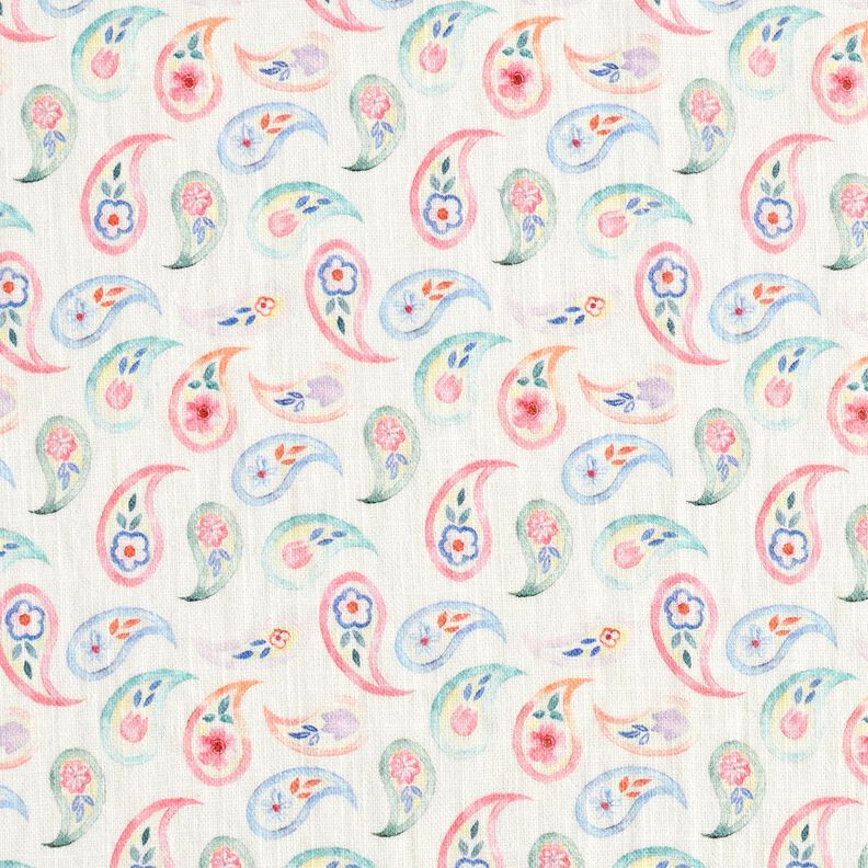 Paisley in misto lino – avorio/rosa,  image number 1