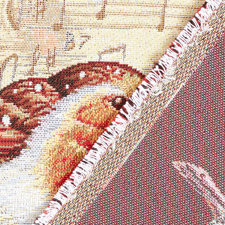 taglio di tessuto arredo gobelin pettirosso con spartito musicale – bianco,  image number 4