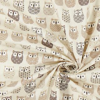 cotone cretonne gufo – crema/grigio, 