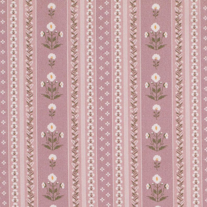 tessuto in cotone popeline Ghirlande di fiori – rosa anticato/bianco lana, image number 1