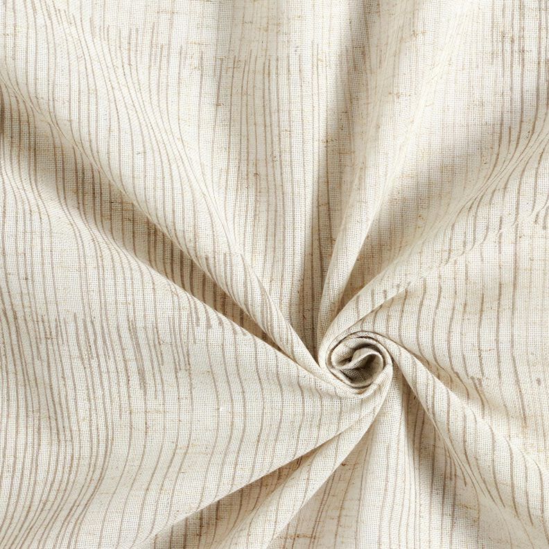 tessuto per tende a vetro misto lino Righe irregolari – beige scuro/naturale, image number 3