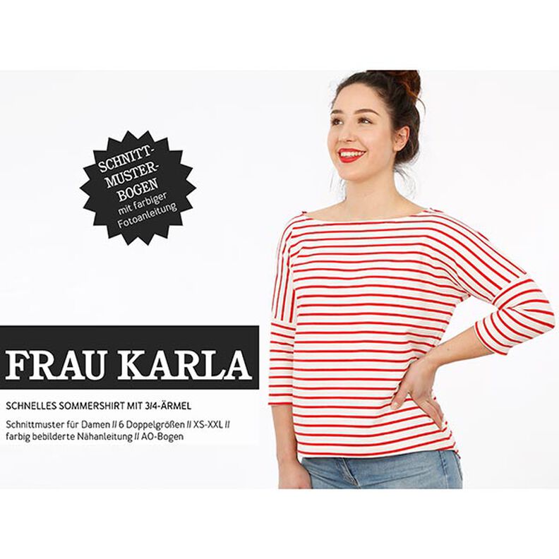 FRAU KARLA - maglia estiva con maniche a 3/4, Studio Schnittreif  | XS -  XXL,  image number 1