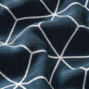 tessuto arredo Jacquard Cubi moderni – blu notte/avorio, 