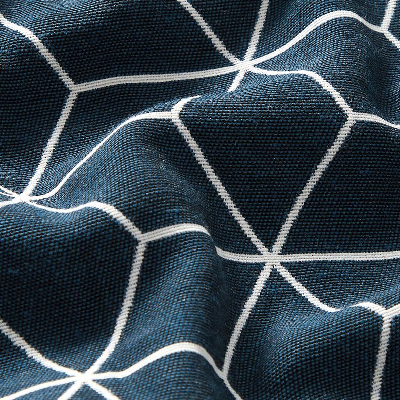 tessuto arredo Jacquard Cubi moderni – blu notte/avorio,  image number 2