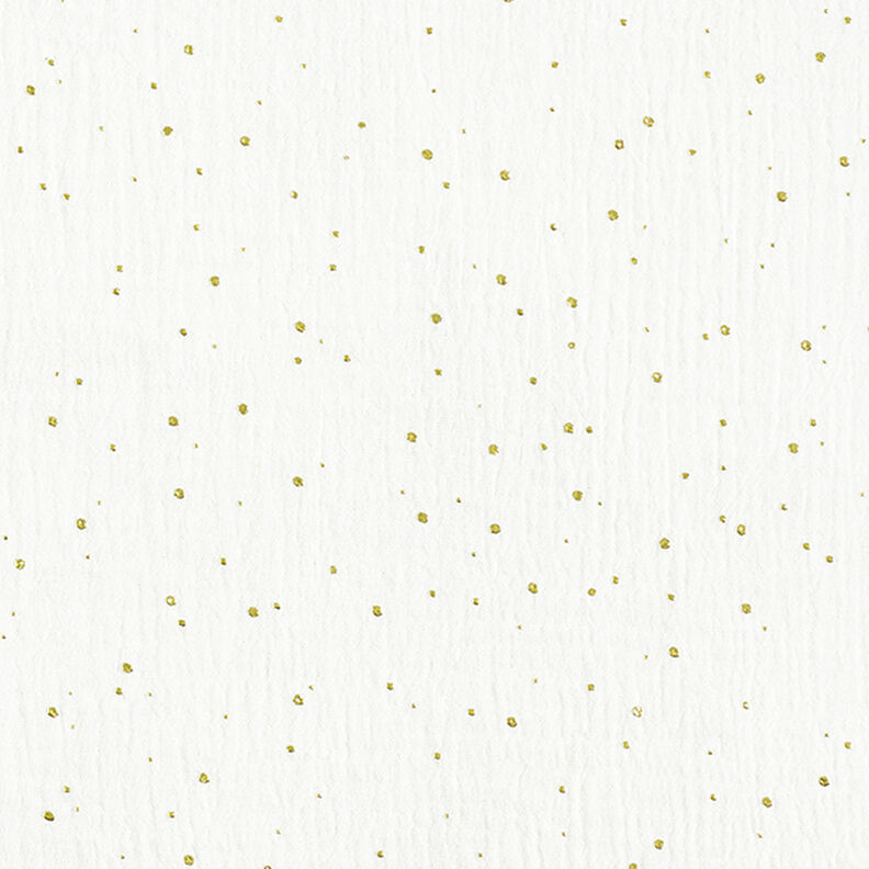 mussola di cotone, macchie dorate sparse – bianco/oro,  image number 1