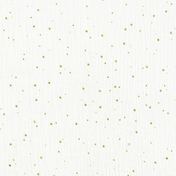 mussola di cotone, macchie dorate sparse – bianco/oro,  image number 1
