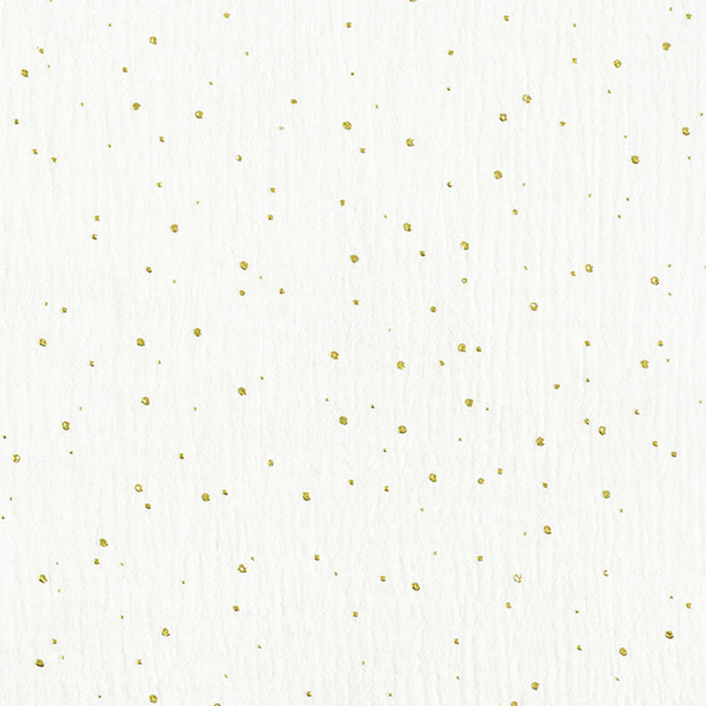 mussola di cotone, macchie dorate sparse – bianco/oro,  image number 1