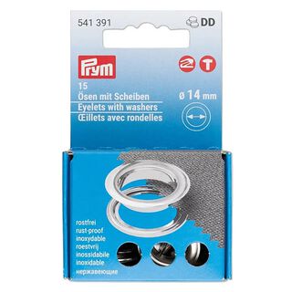 occhielli con rondelle [15 pezzi | Ø 14 mm] | Prym – argent metallica, 