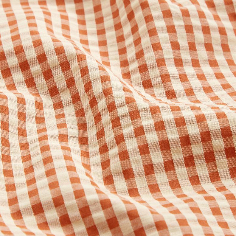 seersucker cotone A quadri intrecciati – terracotta/beige chiaro,  image number 2