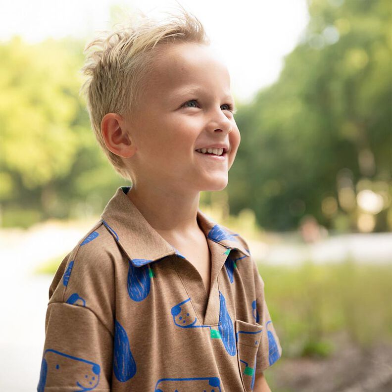 jersey di cotone cani | Poppy Fabrics – marrone chiaro/blu reale,  image number 5