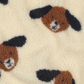 tessuto peluche teste di cane | Poppy Fabrics – beige chiaro/marrone nerastro, 