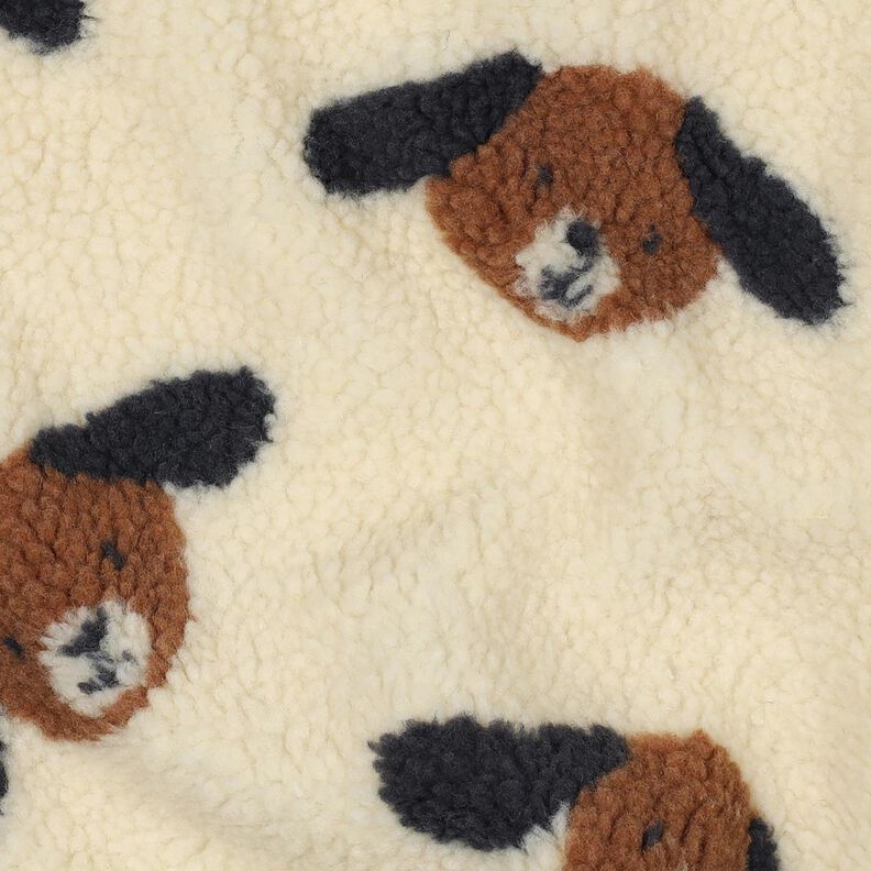tessuto peluche teste di cane | Poppy Fabrics – beige chiaro/marrone nerastro, image number 2