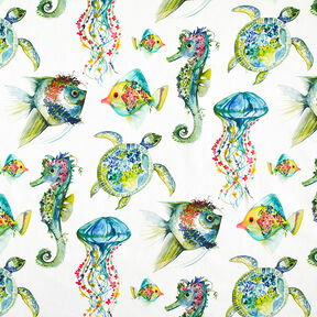 tessuto arredo mezzo panama animali marini – verde, 