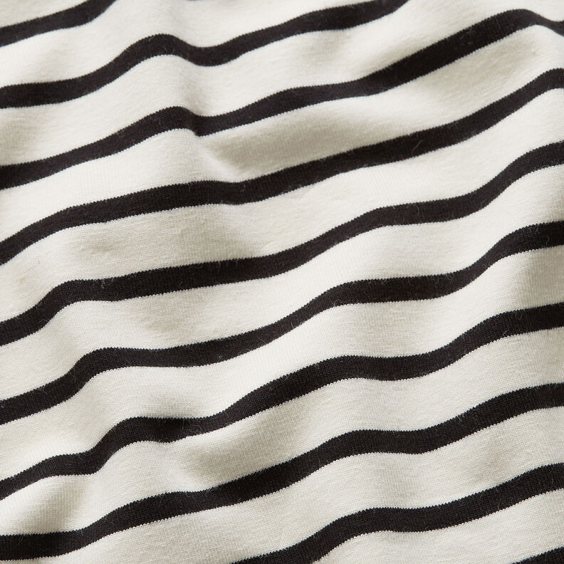 jersey di cotone Righe larghe e sottili – crema/nero,  image number 2