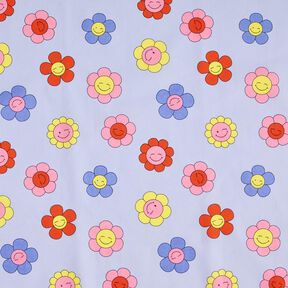 cotone rivestito Fiori allegri | Poppy Fabrics – azzurro baby/rosa, 